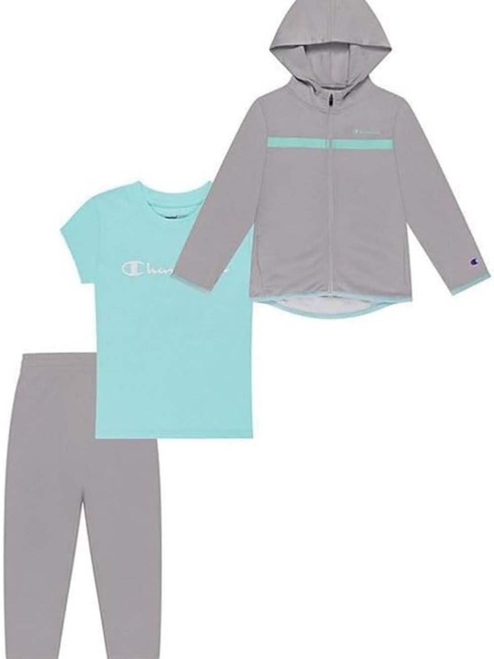 Champion Girls' Heather Gray 3-Piece Tee, Hoodie & Leggings Set - Picture 2 of 2